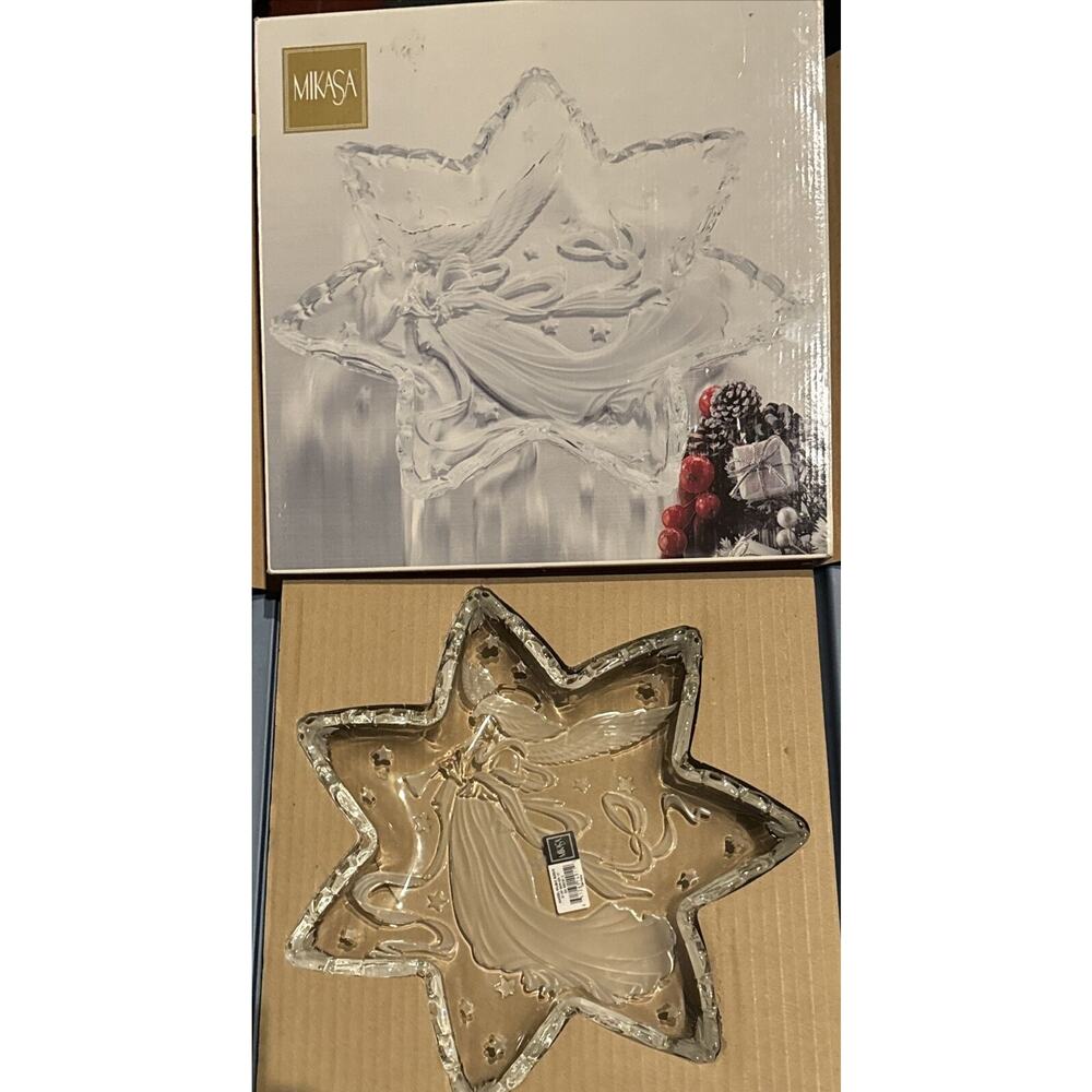 Mikasa Angel Music‎ Star Crystal Serving Platter 13" Christmas Holiday Party NEW